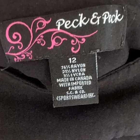 Peck & Peck Graphic Blue and Orange 3/4 Sleeve Blouse And Black crops - Picture 6 of 7